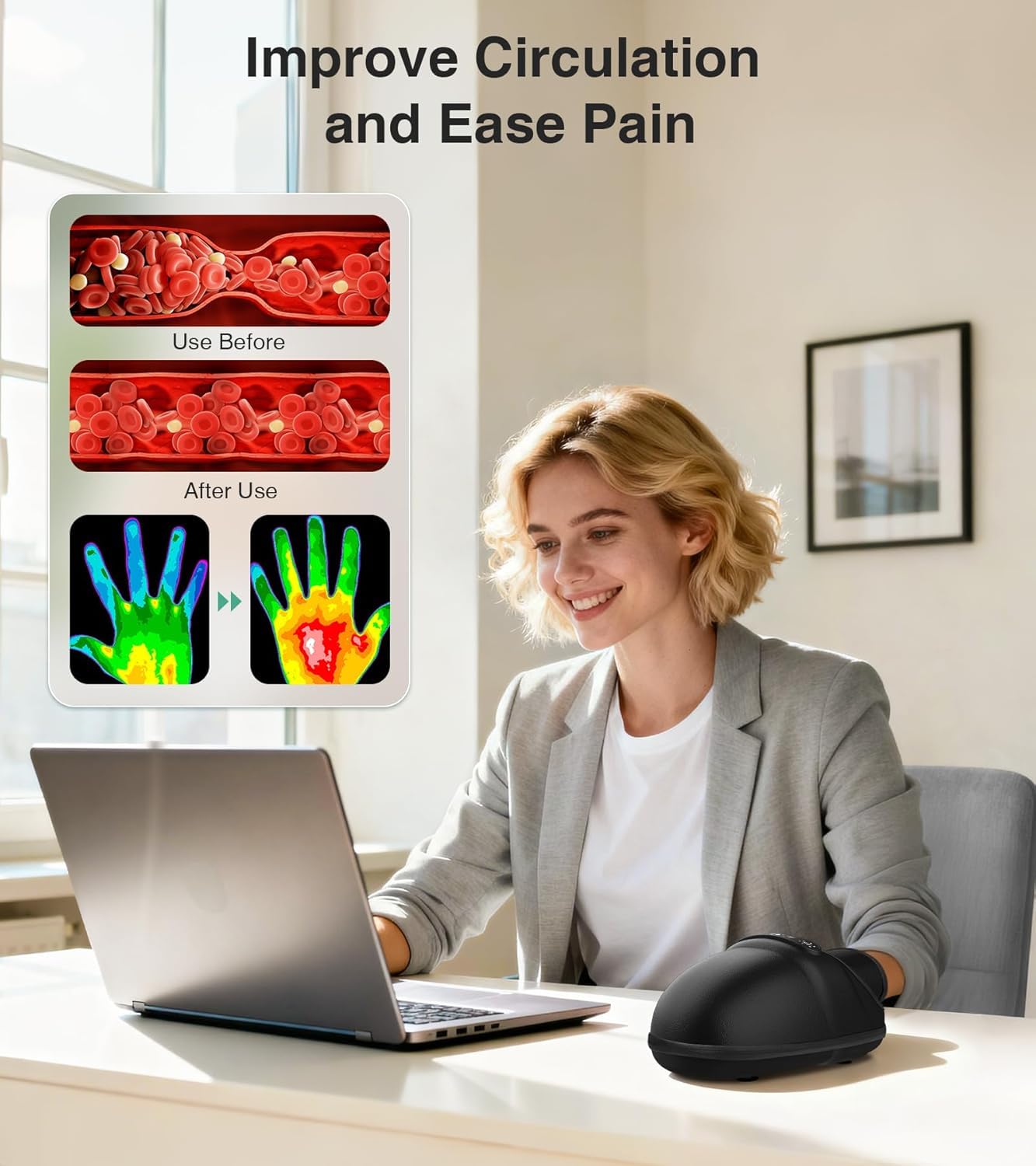Hand Massager with Heat + Compression Arthritis Carpal Tunnel