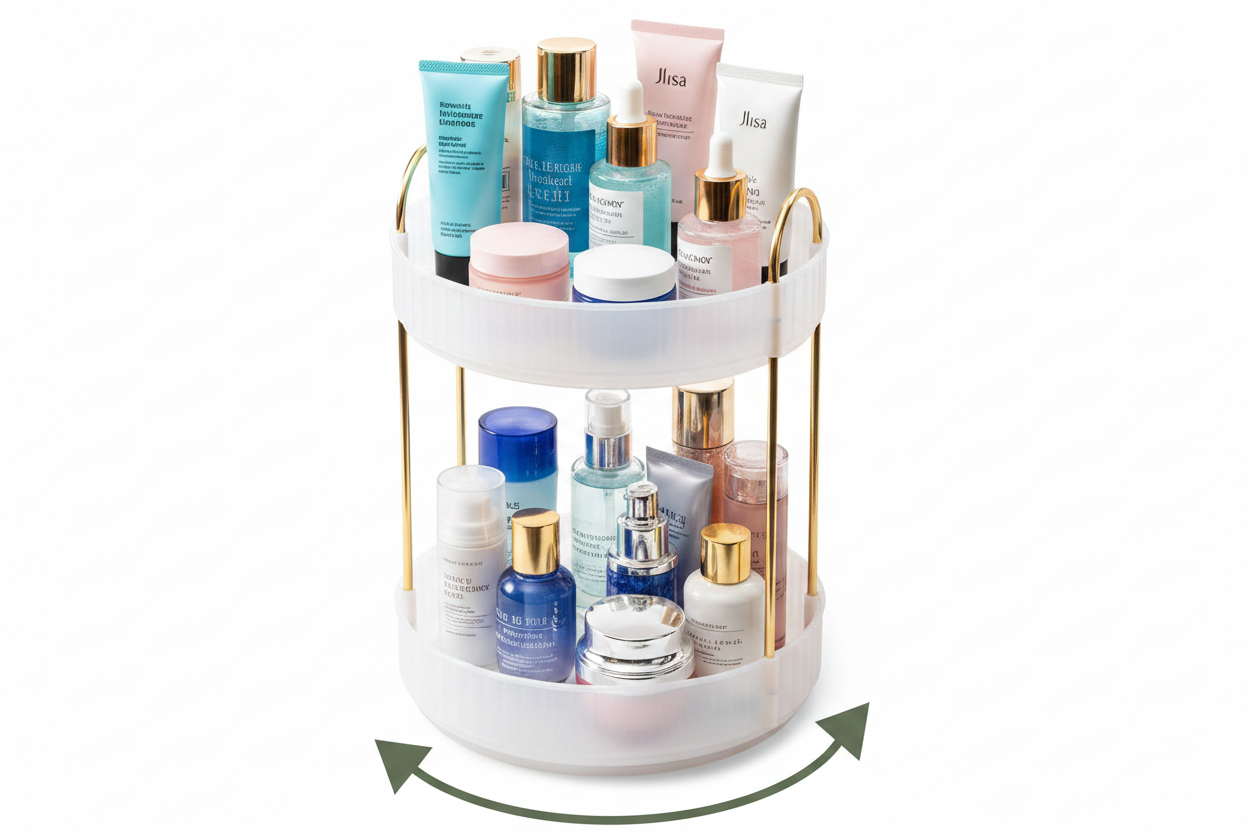 360° Rotating 2-Tier Makeup & Skincare Organizer