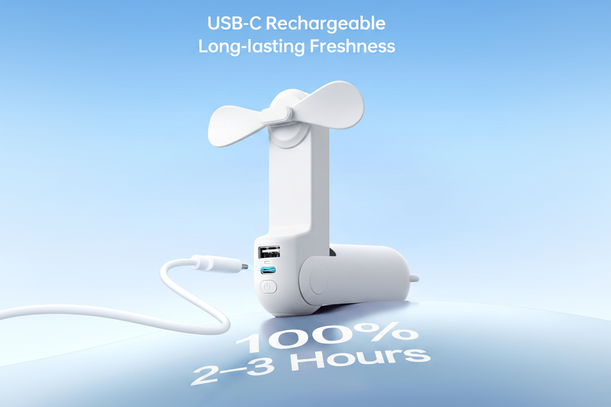3-in-1 USB Rechargeable Handheld Mini Fan