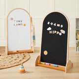 Tiny Land Arched Magnetic Kids Easel - Double-Sided Chalkboard & Whiteboard