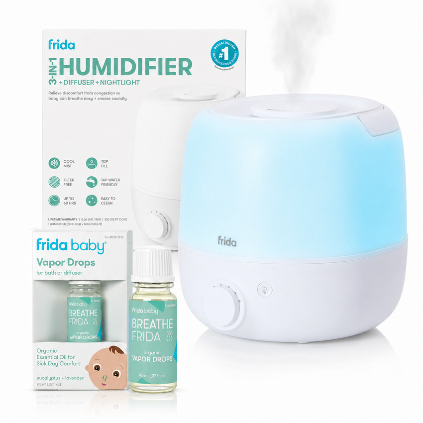 Nursery Comfort Bundle – 3-in-1 Humidifier & BreatheFrida Vapor Drops