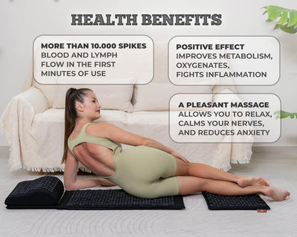 Acupressure Mat + Pillow Set Back Neck Pain Relief Women