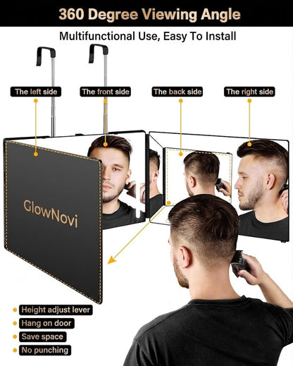360° Self Hair Cutting Mirror with Anti-Fog HD Glass
