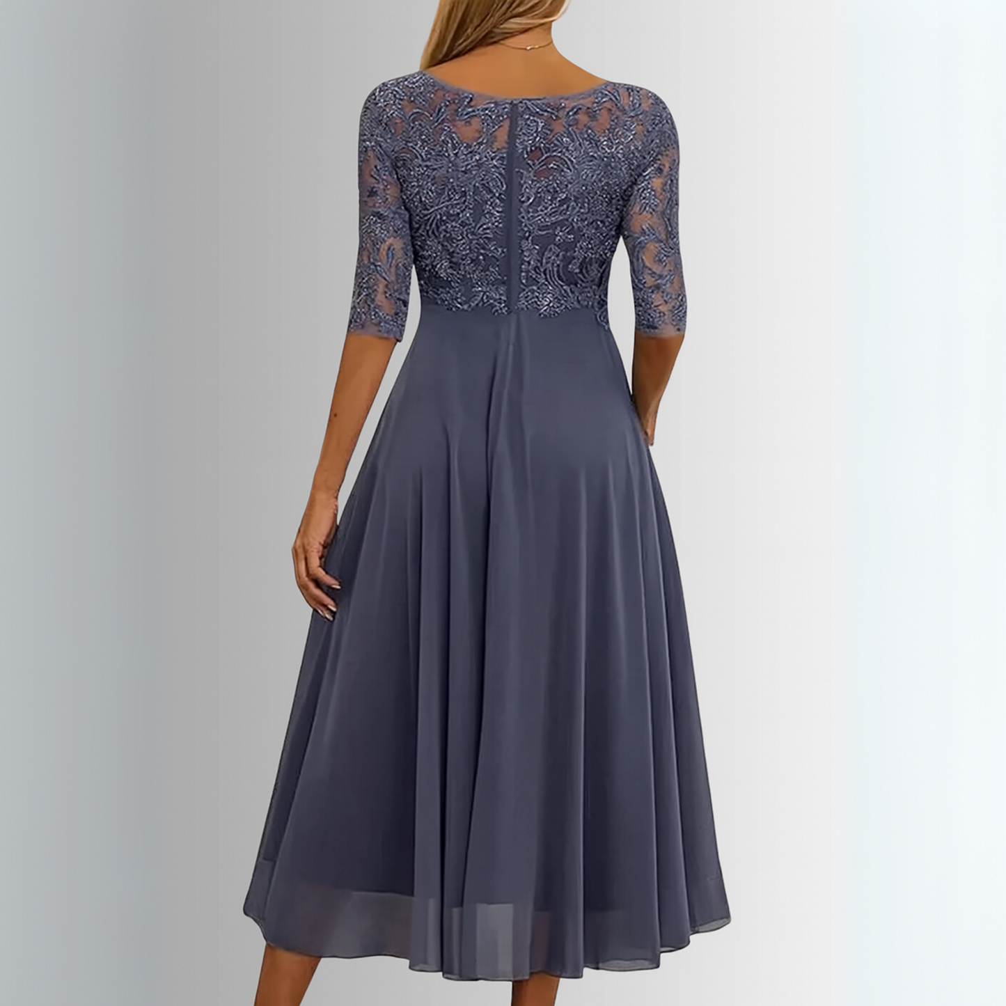 Women's Elegant Lace Midi Dress - Formal Wedding Guest Evening Party Cocktail Dress