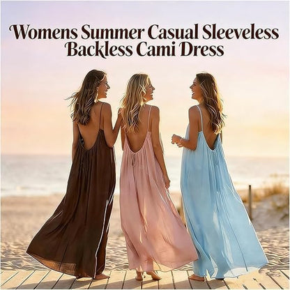 Women's Backless Sleeveless Cami Lounge Maxi Dress