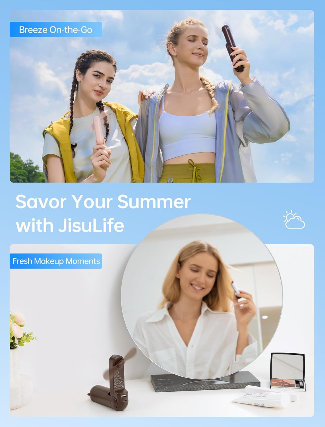 3-in-1 USB Rechargeable Handheld Mini Fan