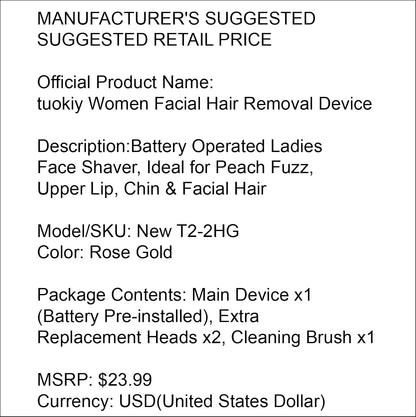 Women's Facial Hair Removal Device with 2 Replacement Heads