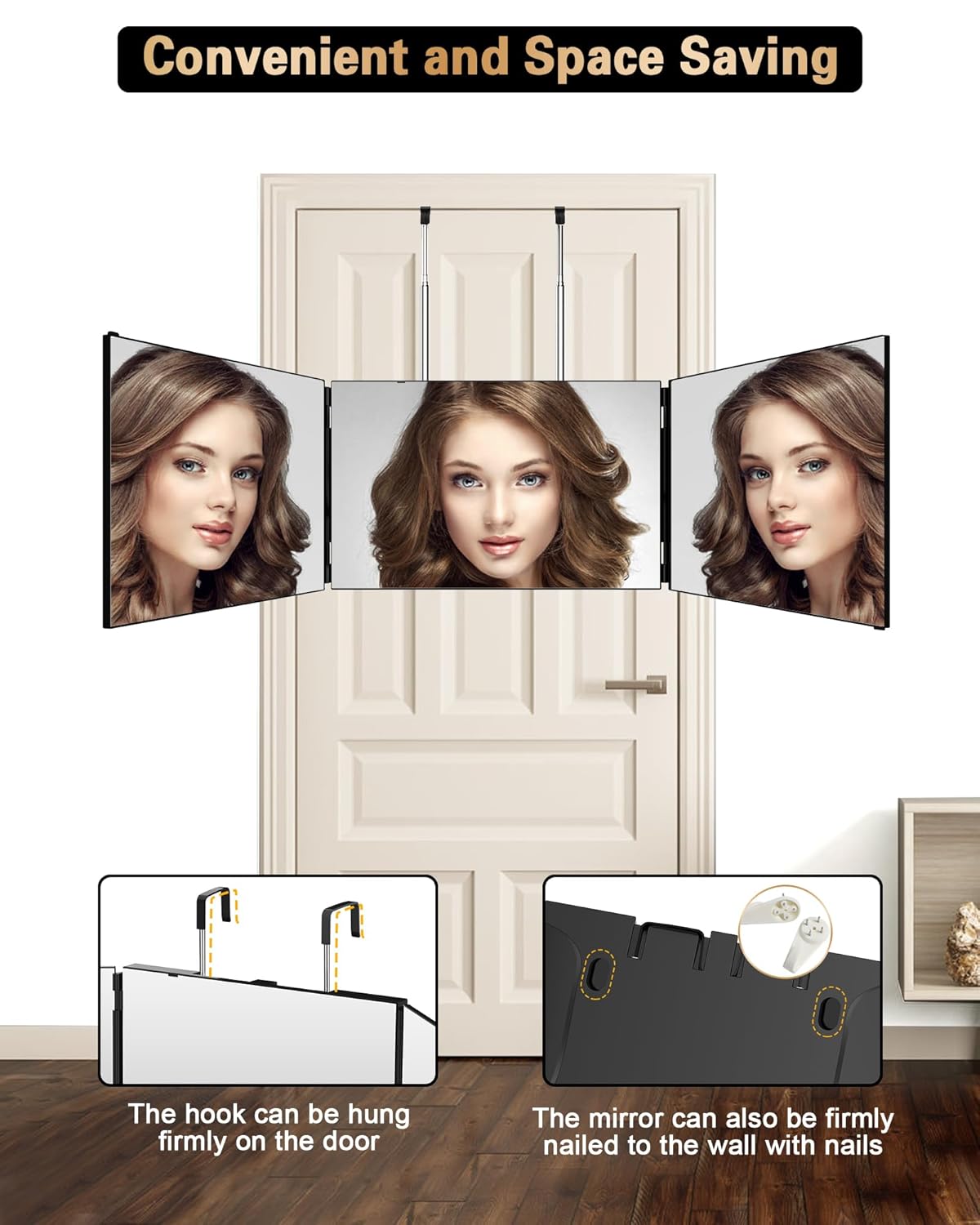 360° Self Hair Cutting Mirror with Anti-Fog HD Glass