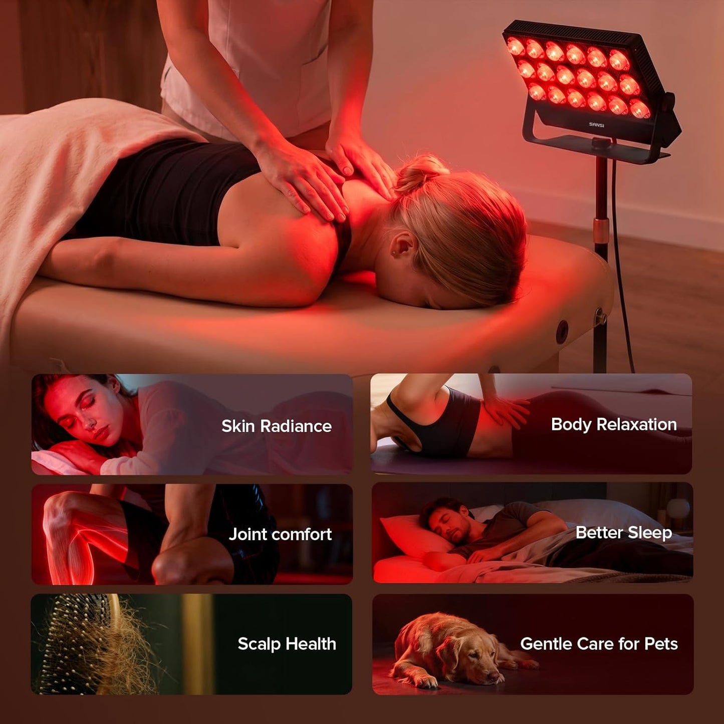 Red Light Therapy Lamp for Face & Body with Adjustable Stand