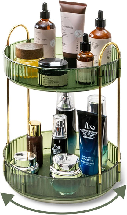 360° Rotating 2-Tier Makeup & Skincare Organizer