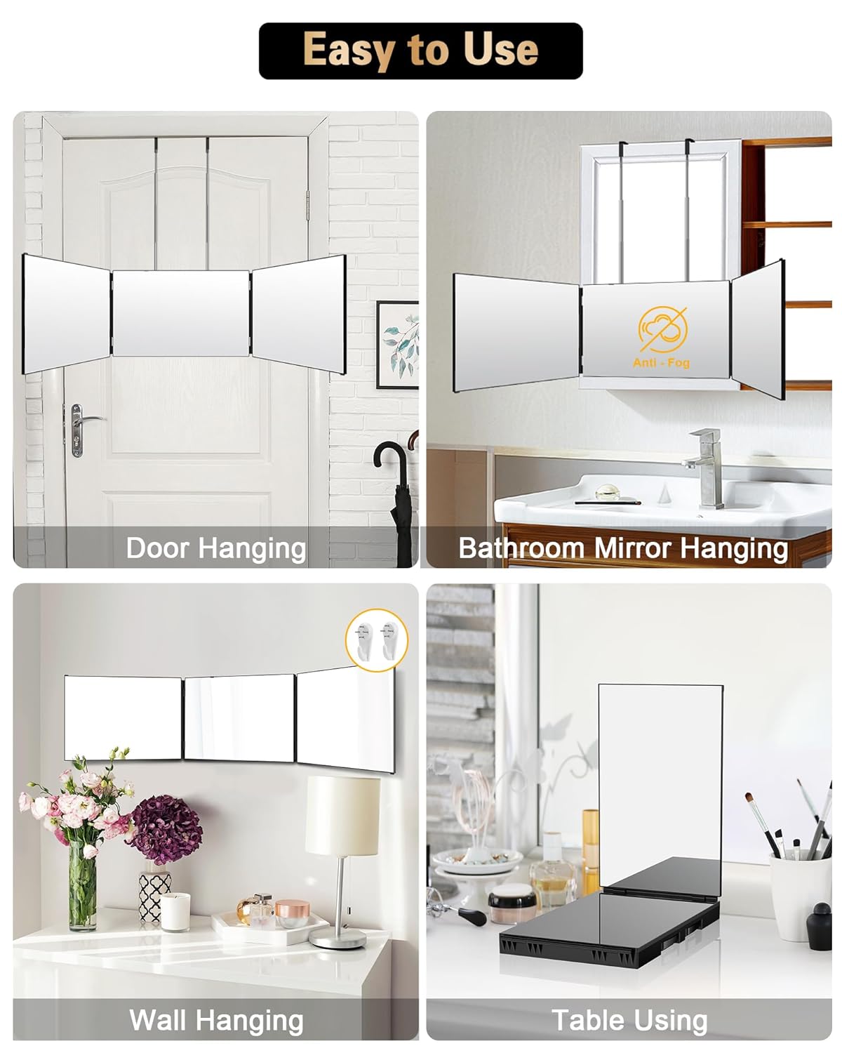360° Self Hair Cutting Mirror with Anti-Fog HD Glass
