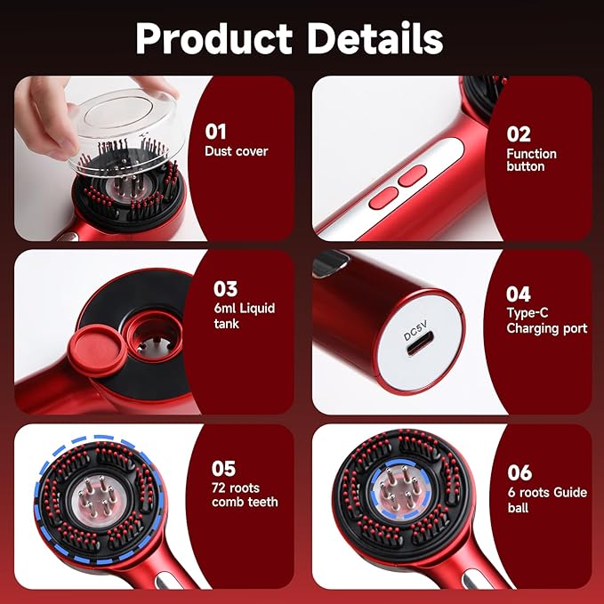 Scalp Massager 3-in-1 Electric Hair Growth + Oil Applicator