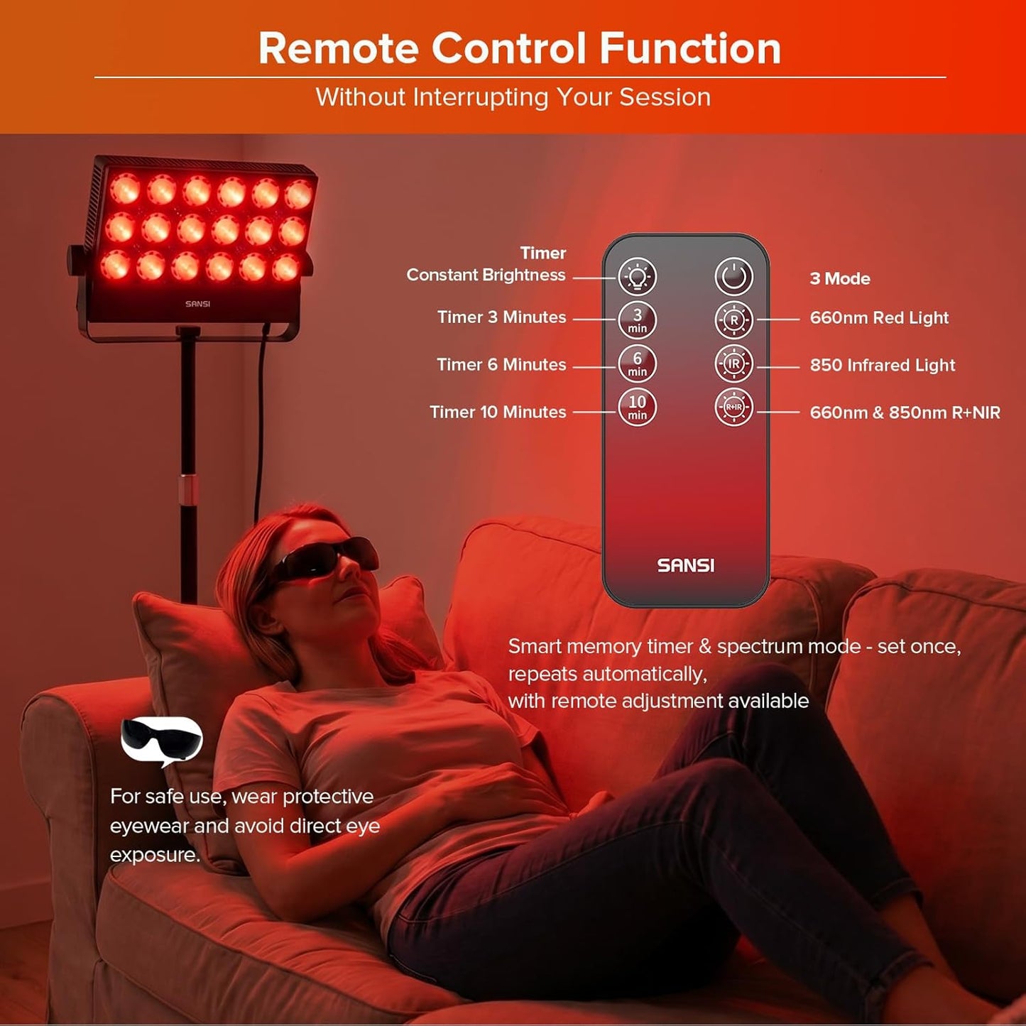 Red Light Therapy Lamp for Face & Body with Adjustable Stand