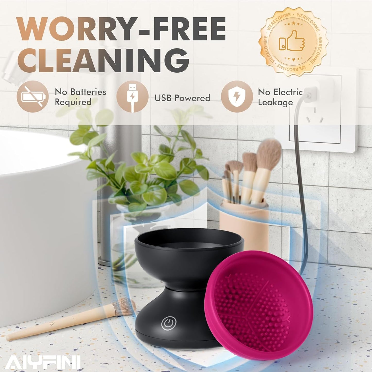 Electric Makeup Brush Cleaner Machine – Fast Spinning Washer