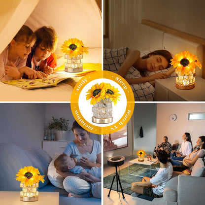 Rechargeable Sunflower Touch Table Lamp with 3 Color Modes