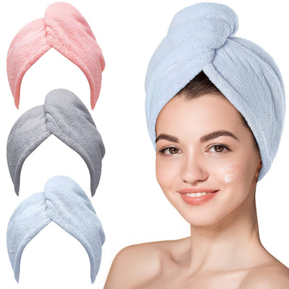 Microfiber Hair Towel Wrap for Women – 3 Pack