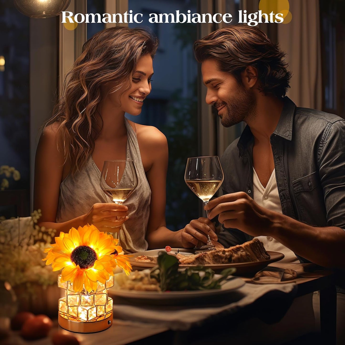 Rechargeable Sunflower Touch Table Lamp with 3 Color Modes