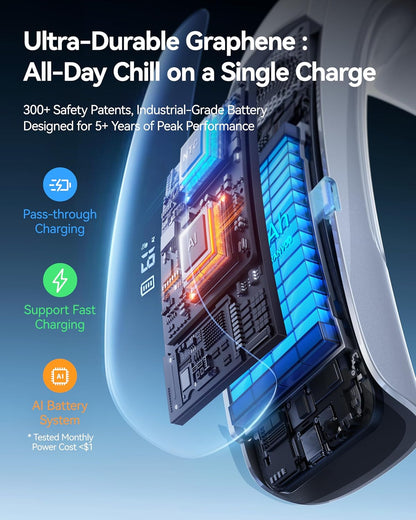 Rechargeable Neck Cooling Fan with 6000mAh Battery