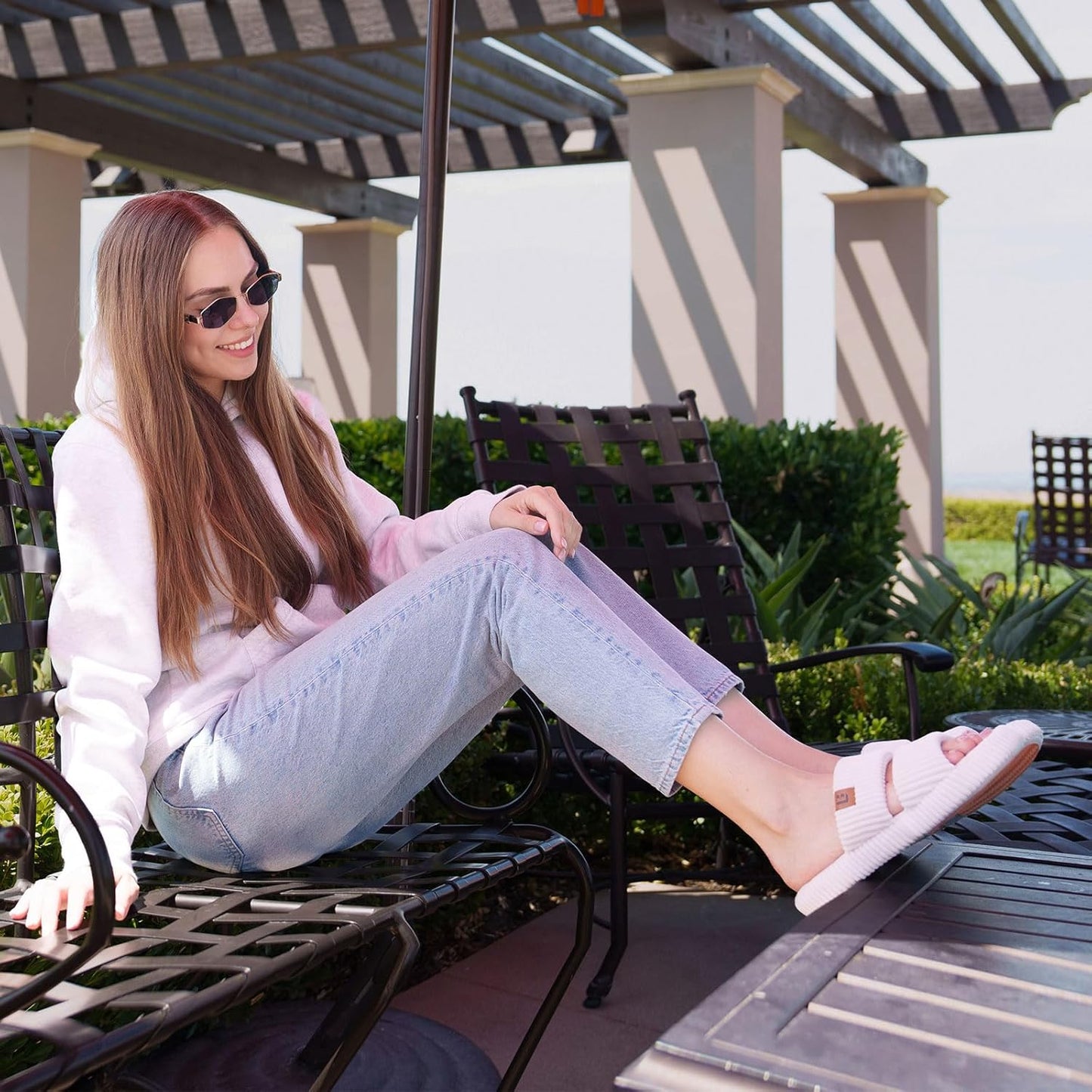 Women's Memory Foam Open Toe House Slippers