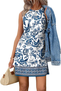 Women's Sleeveless Crewneck Casual Tank Dress