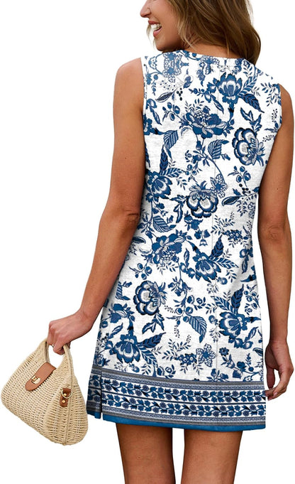 Women's Sleeveless Crewneck Casual Tank Dress