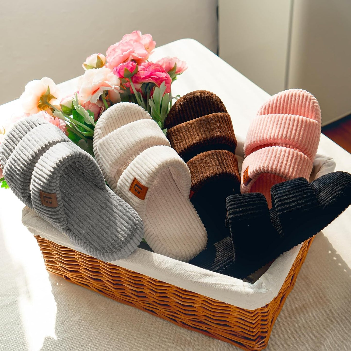 Women's Memory Foam Open Toe House Slippers