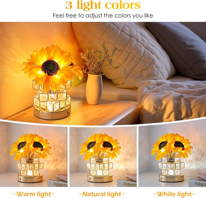 Rechargeable Sunflower Touch Table Lamp with 3 Color Modes