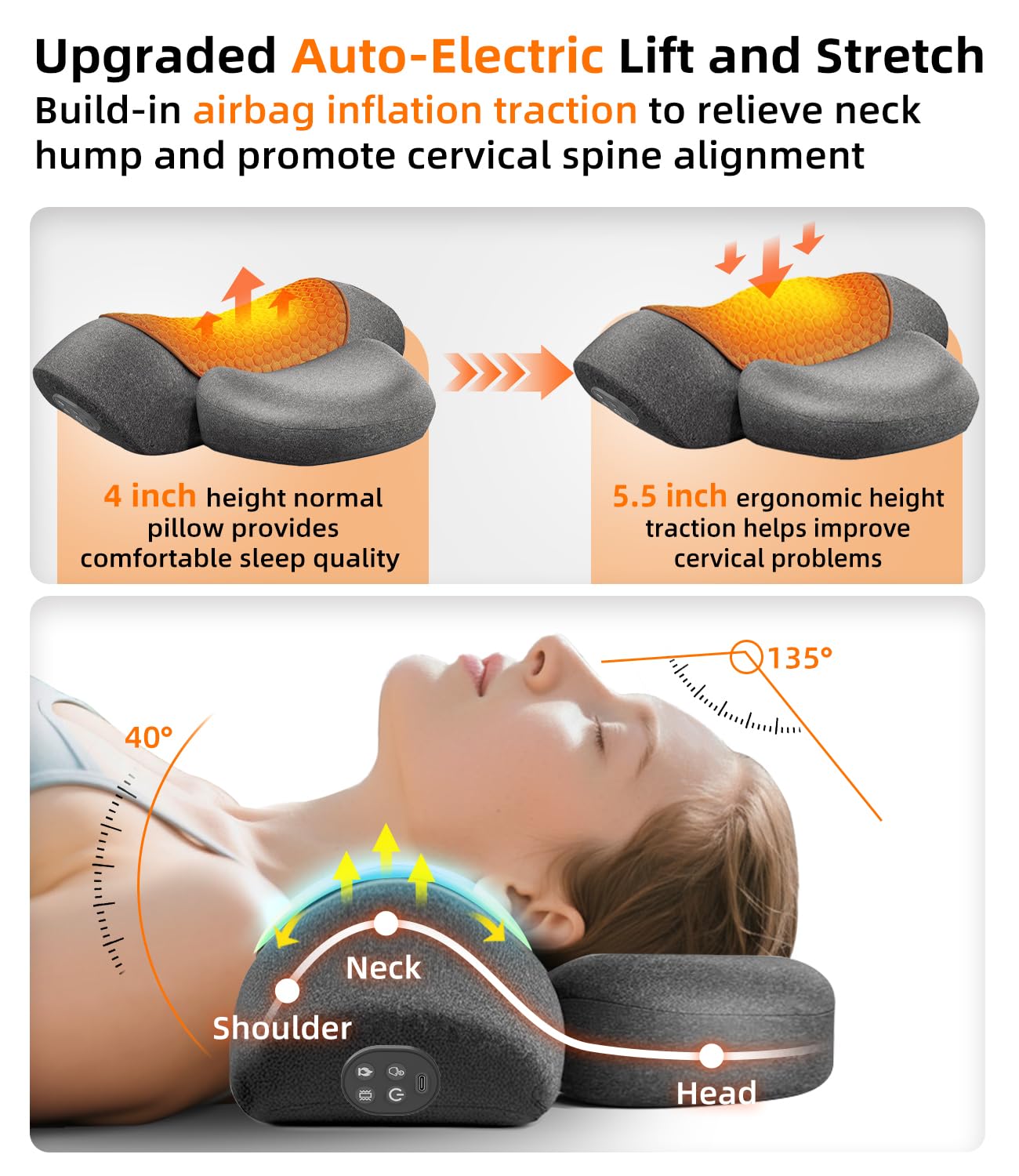 Heated Neck Stretcher Cervical Traction Pain Relief Women
