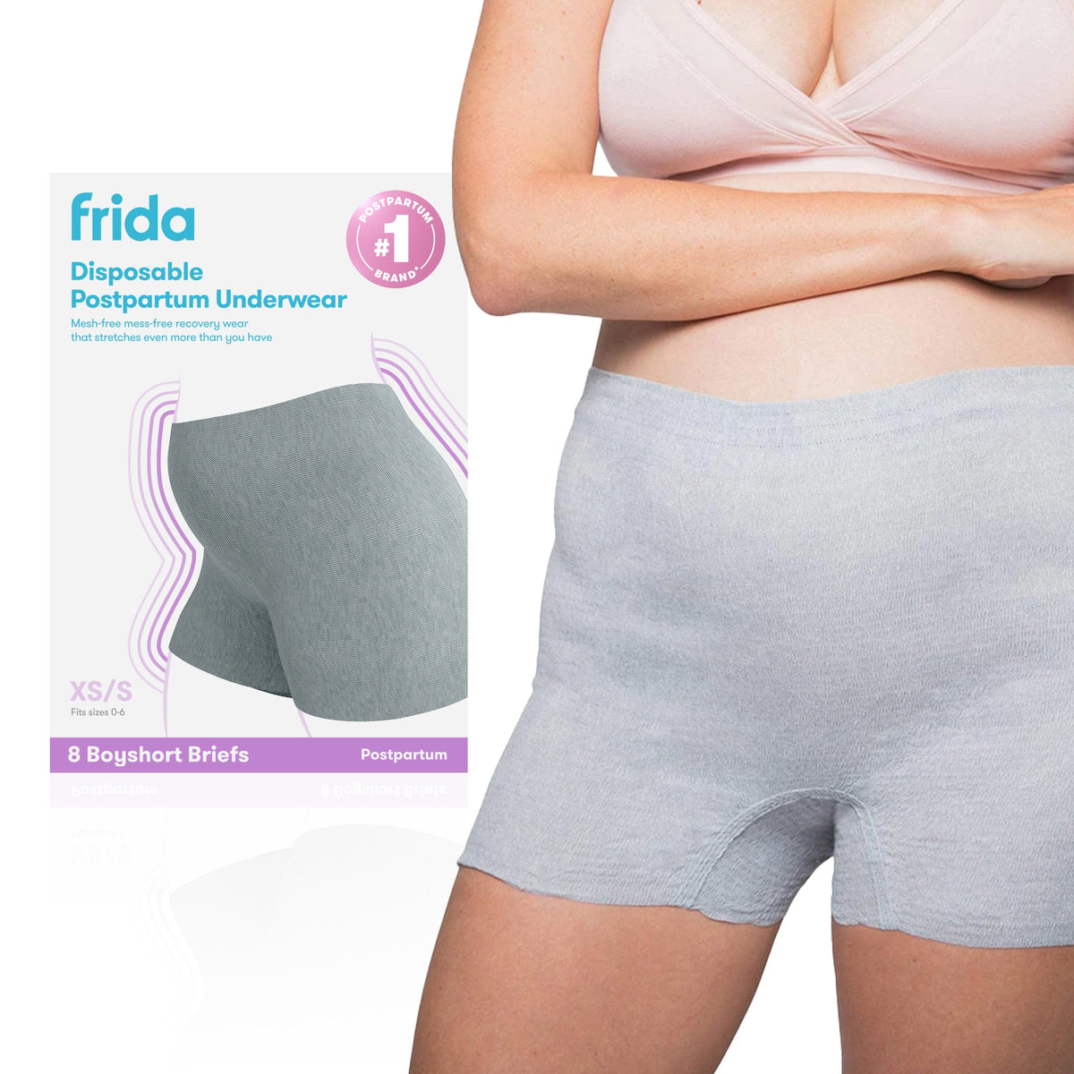 Frida Mom Disposable Postpartum Boyshort Underwear, 8 Count