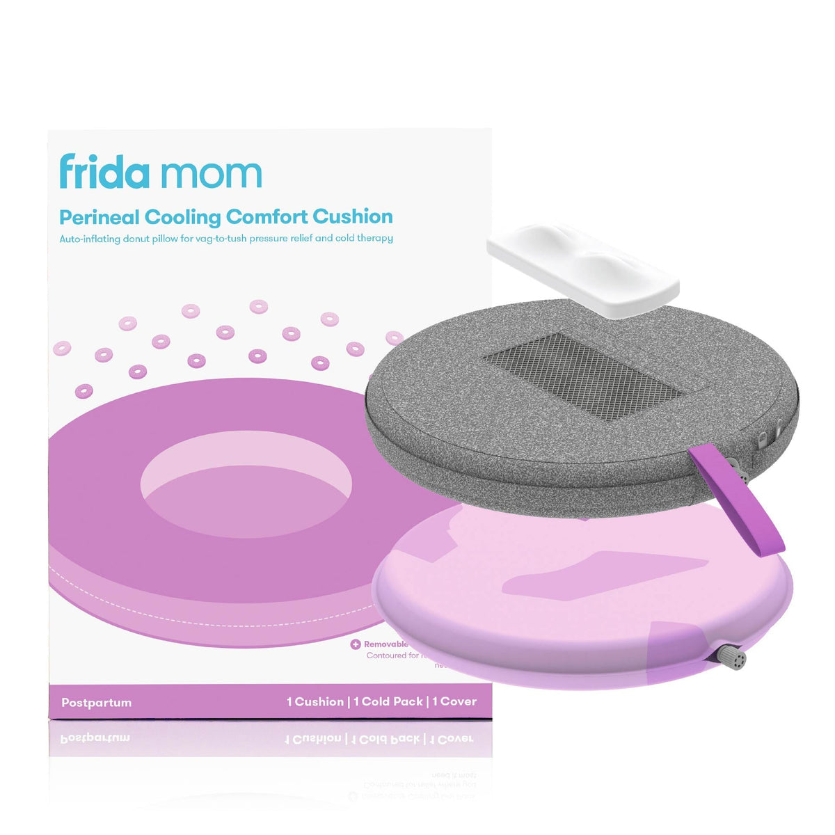 Frida Mom Perineal Cooling Comfort Cushion for Hemorrhoids with Cold Pack and Cover