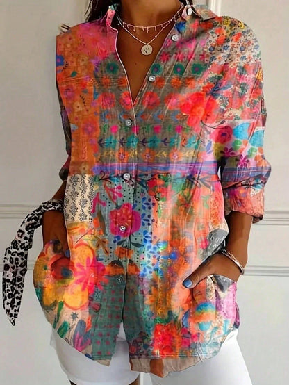 Women's Colorful Printed Casual Blouse