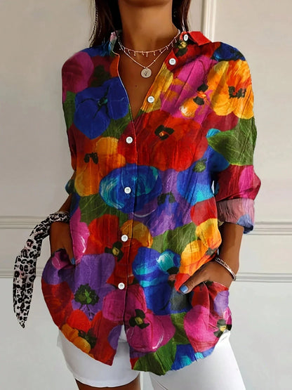 Women's Colorful Printed Casual Blouse