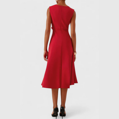 Women's Draped Asymmetric Midi Dress