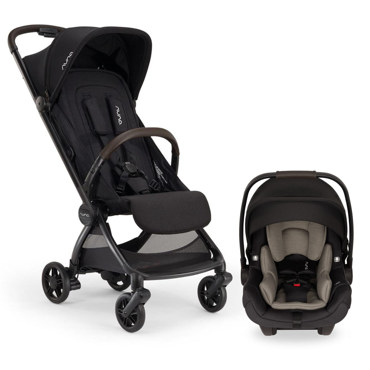 Nuna VIAA cabn + PIPA aire Stroller & Car Seat Travel System Bundle - Caviar