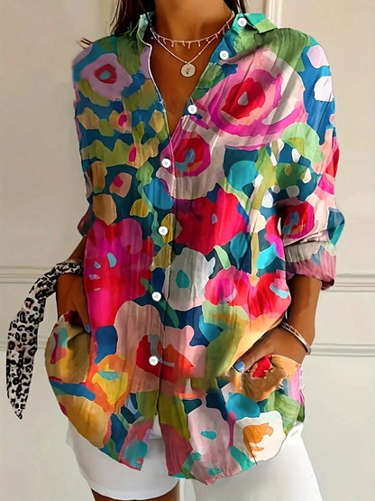 Women's Colorful Printed Casual Blouse