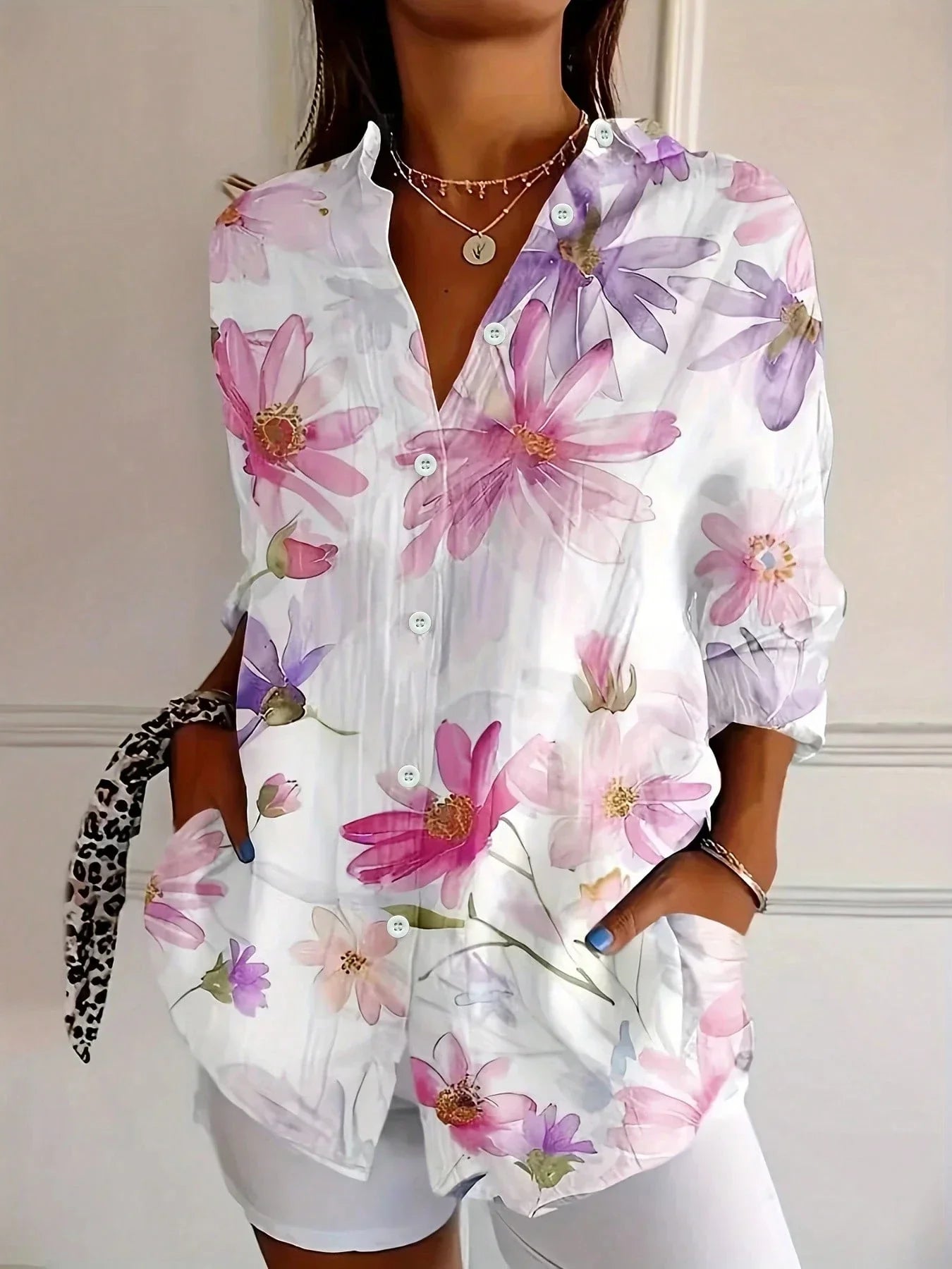 Women's Colorful Printed Casual Blouse