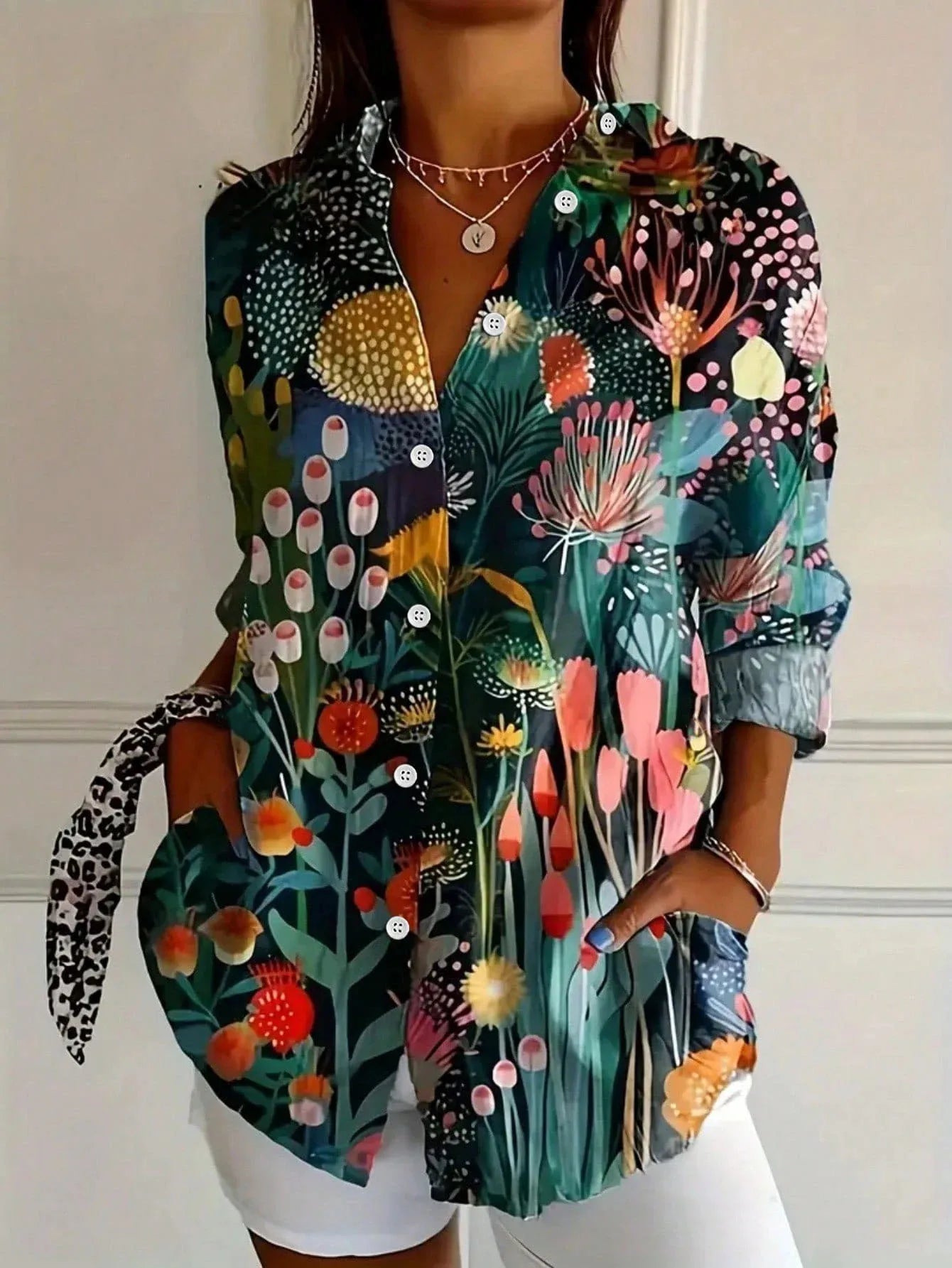 Women's Colorful Printed Casual Blouse
