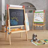 Tiny Land 3-in-1 Adjustable Kids Art Easel - Chalkboard, Magnetic Whiteboard & 2 Paper Rolls