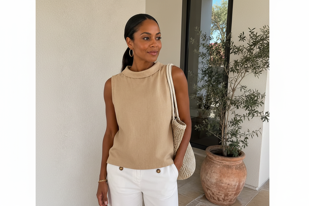 Women's Sleeveless Roll Neck Casual Top