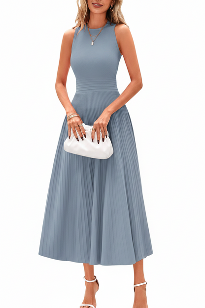 Women's Sleeveless Pleated A-Line Midi Dress