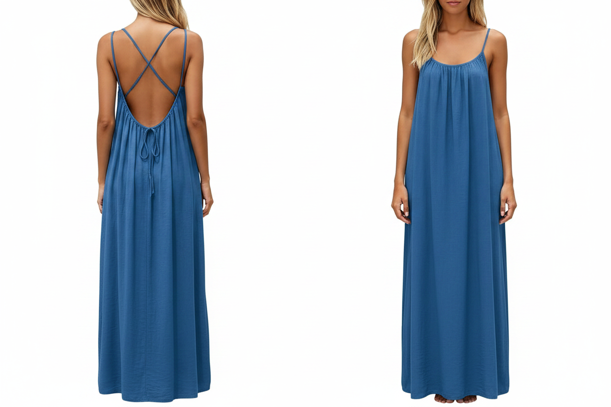 Women's Backless Sleeveless Cami Lounge Maxi Dress
