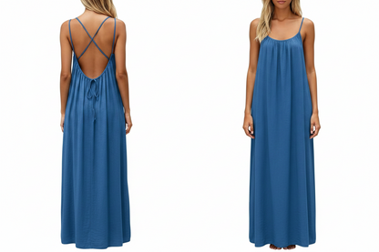 Women's Backless Sleeveless Cami Lounge Maxi Dress