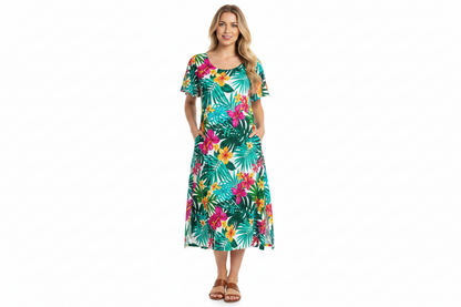 Women's Casual Midi T-Shirt Dress with Pockets