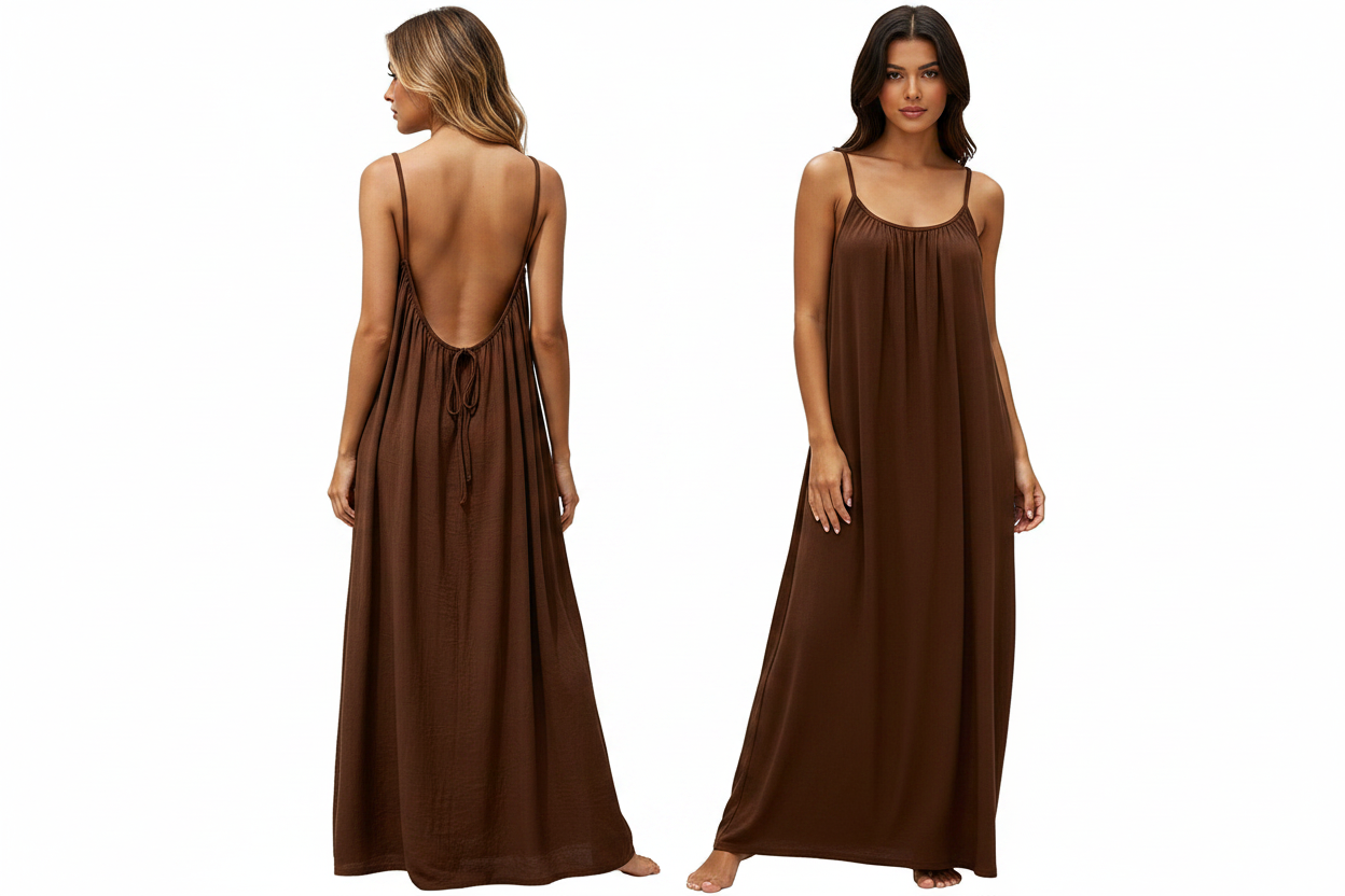 Women's Backless Sleeveless Cami Lounge Maxi Dress