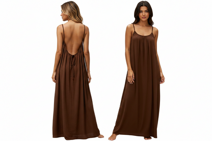 Women's Backless Sleeveless Cami Lounge Maxi Dress