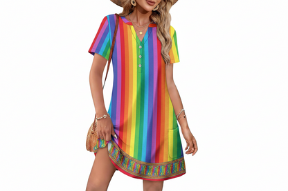 Women's V-Neck Casual Midi Dress for Summer