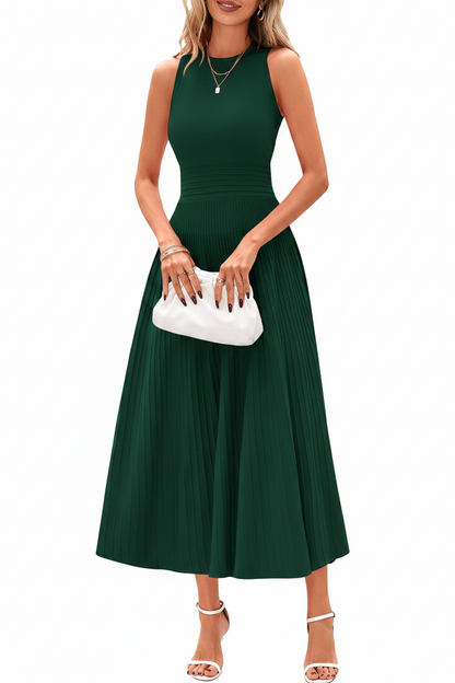 Women's Sleeveless Pleated A-Line Midi Dress