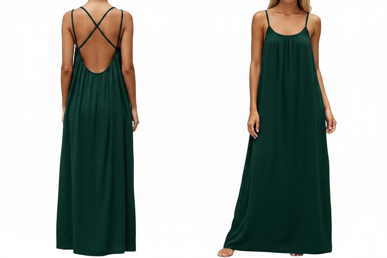 Women's Backless Sleeveless Cami Lounge Maxi Dress