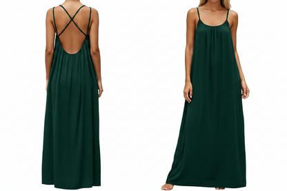 Women's Backless Sleeveless Cami Lounge Maxi Dress