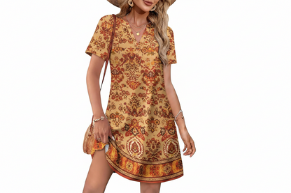 Women's V-Neck Casual Midi Dress for Summer
